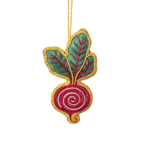 Zari Embroidered Beetroot Tree Decoration