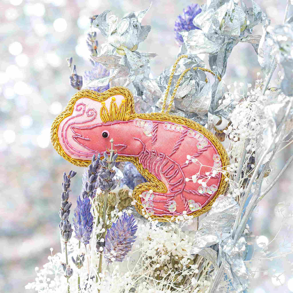 Zari Embroidered Prawn Tree Decoration