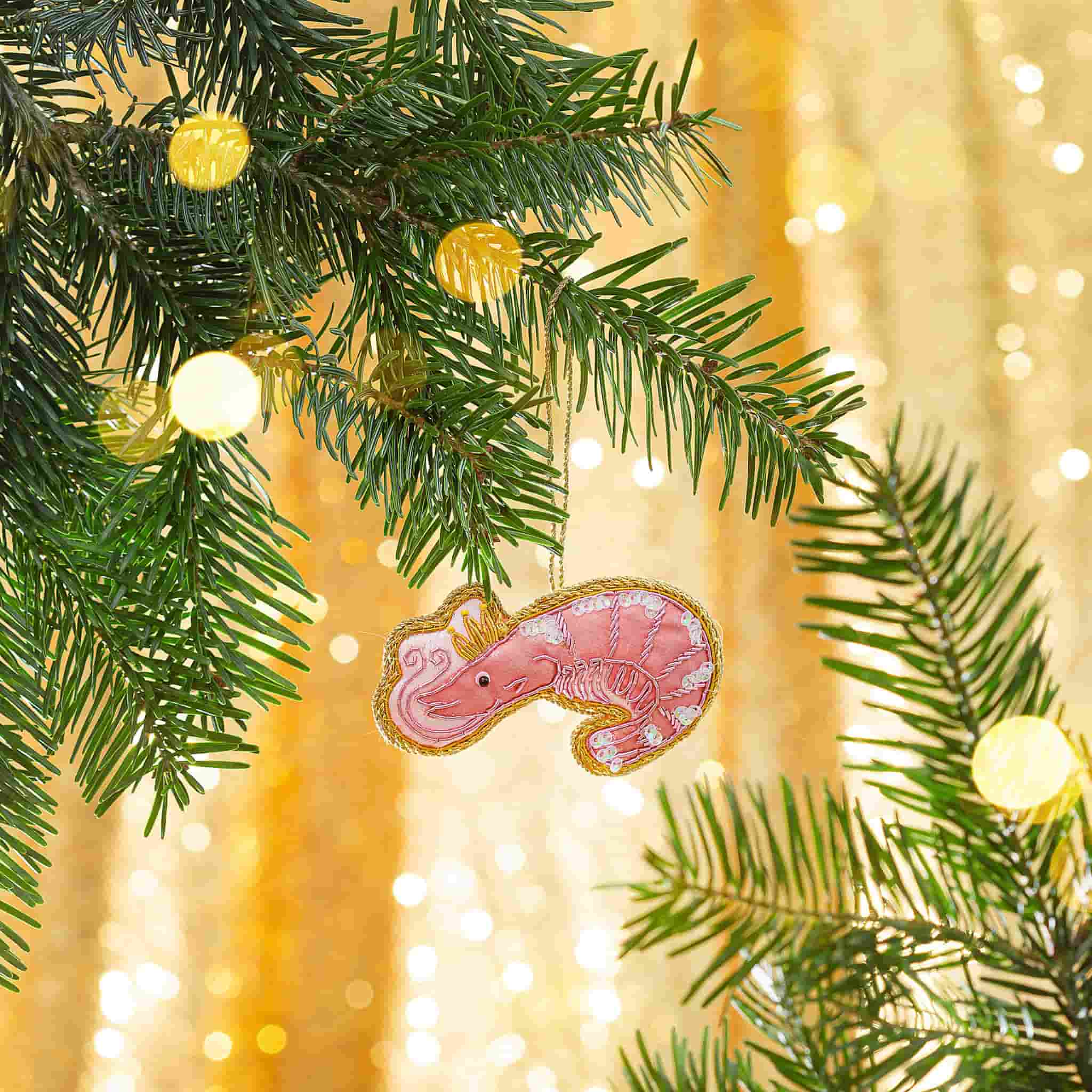 Zari Embroidered Prawn Tree Decoration