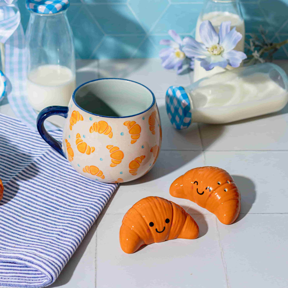 Croissant Stamped Ceramic Mug, 400ml