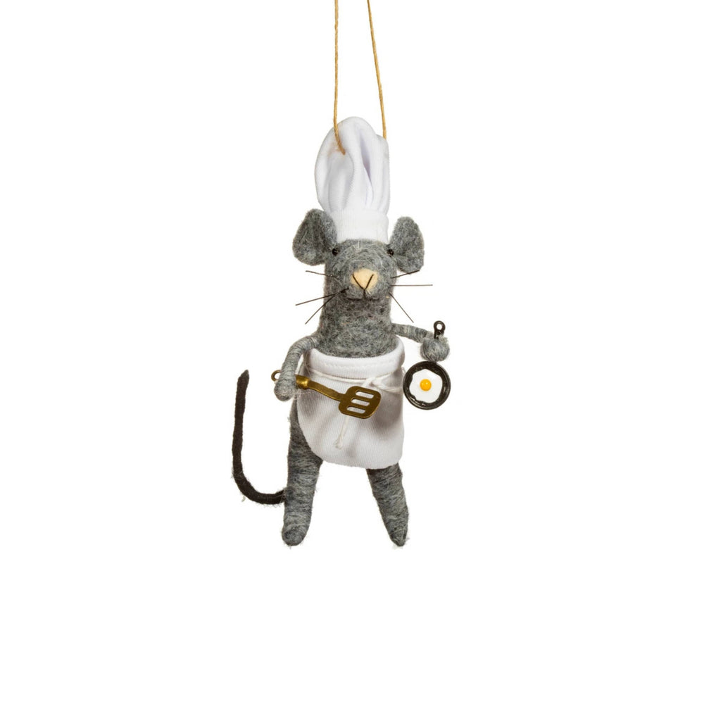 French Mouse Chef Felt Tree Decoration