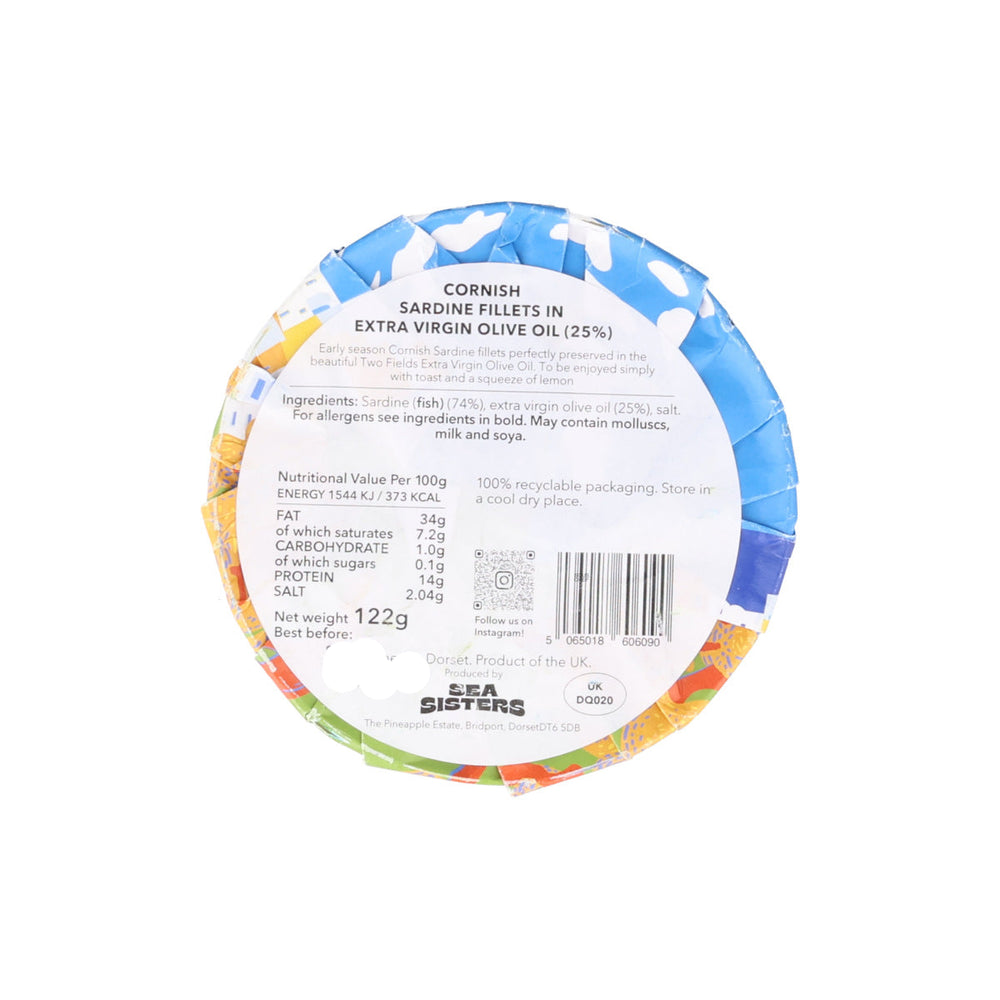 Two Fields x Sea Sisters Sardines in Extra Virgin Olive Oil, 120g