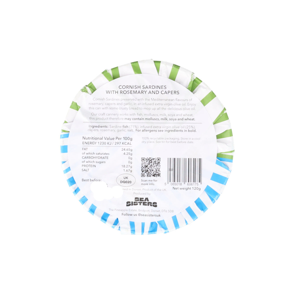 Sea Sisters Cornish Sardines with Rosemary & Capers, 120g