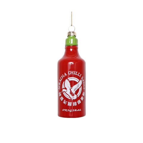 Siracha Bottle Glass Bauble Tree Decoration, 13cm