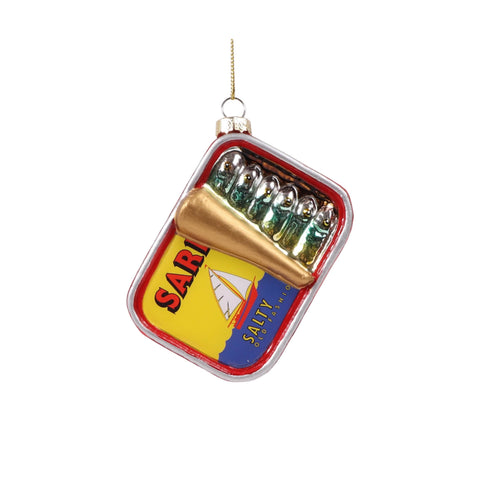 Sardines in a Tin Glass Bauble Tree Decoration, 8cm