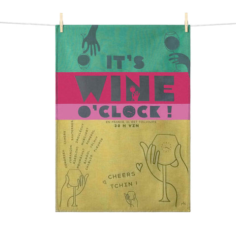 Tissage Moutet Wine O'Clock French Jacquard Tea Towel