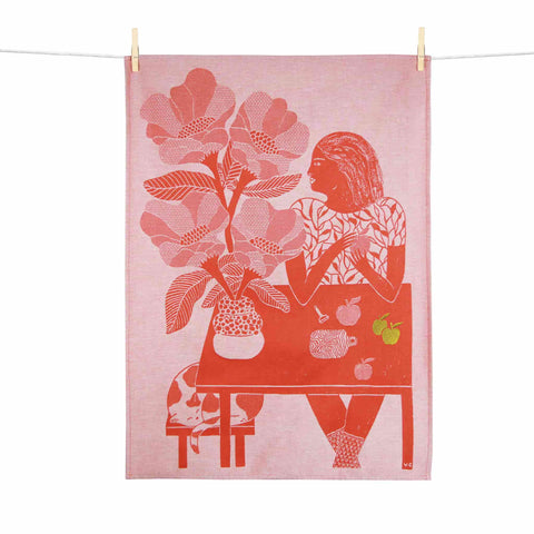 Tissage Moutet Les Pommes Embroidered French Jacquard Tea Towel