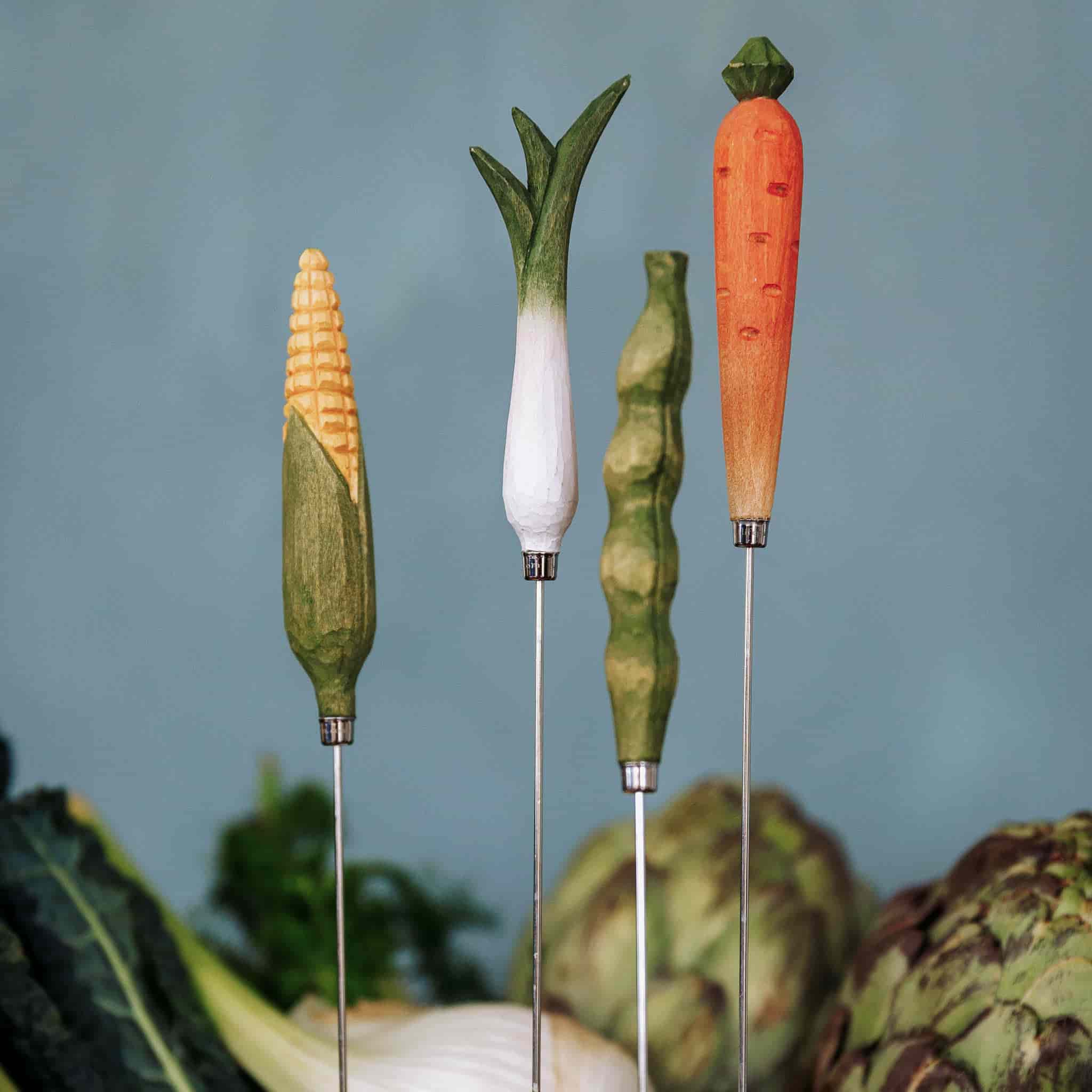 Handcarved Corn Design Cake and Vegetable Tester