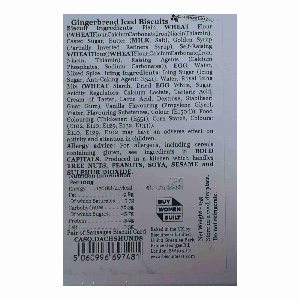 Biscuiteers Pair of Sausages Letterbox Iced Biscuits, 15g