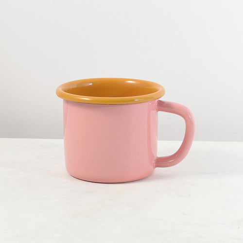 Kapka x Sous Chef Colourblock Enamel Mug, Pink & Yellow
