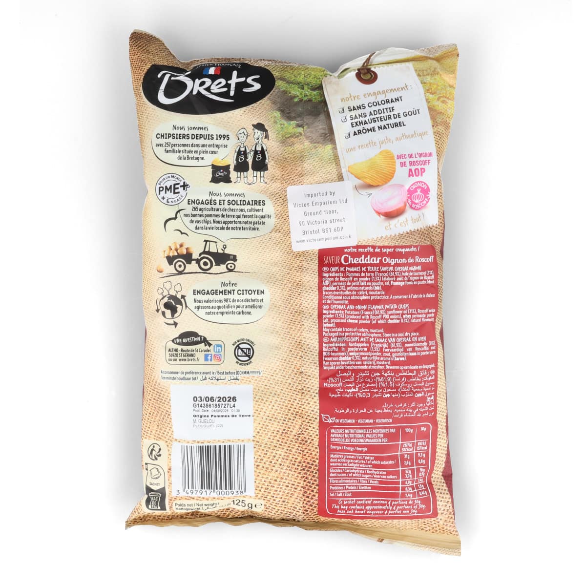 Bret's Cheddar & Onion Crisps, 125g