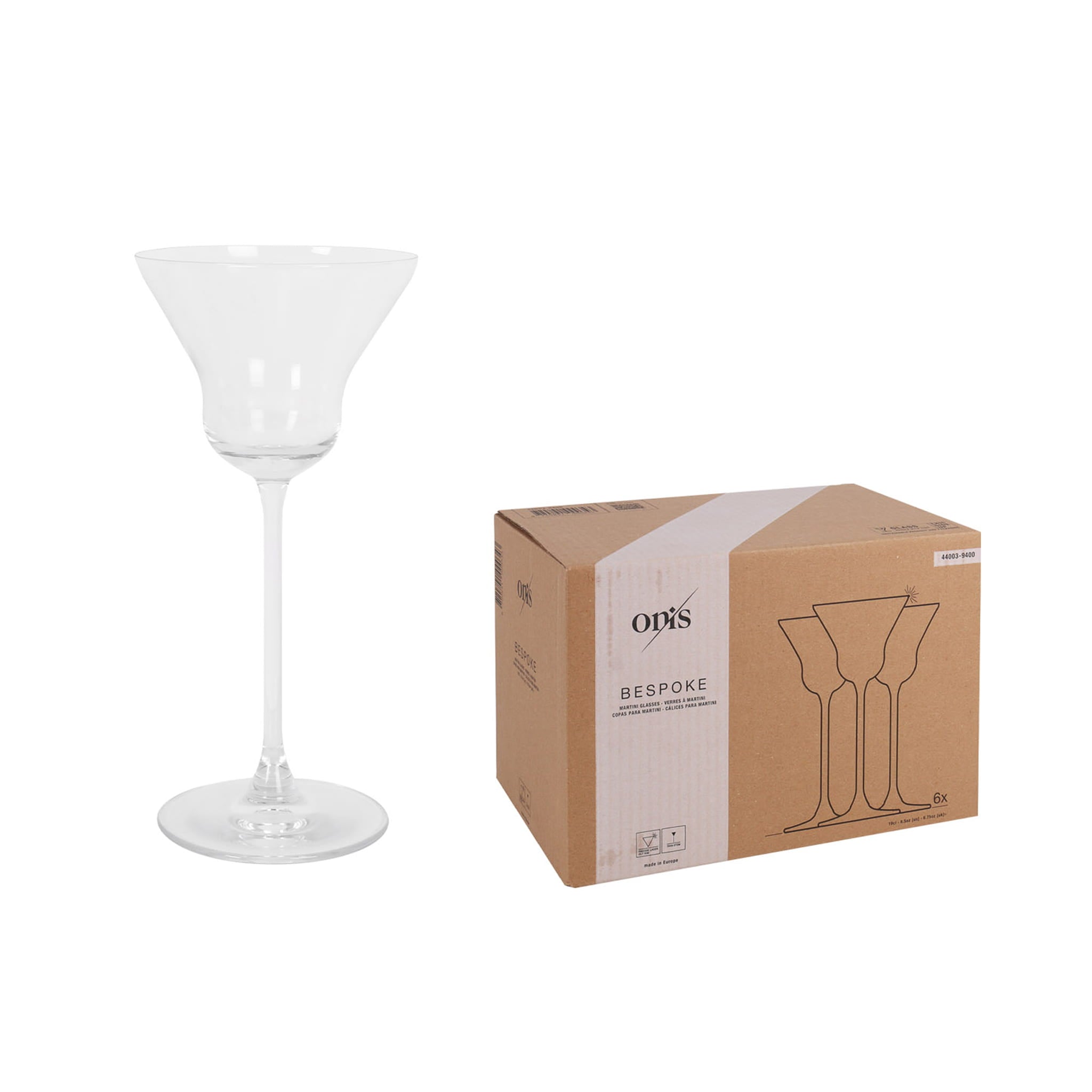 Set of 6 Fine Stemmed Martini Glasses, 180ml