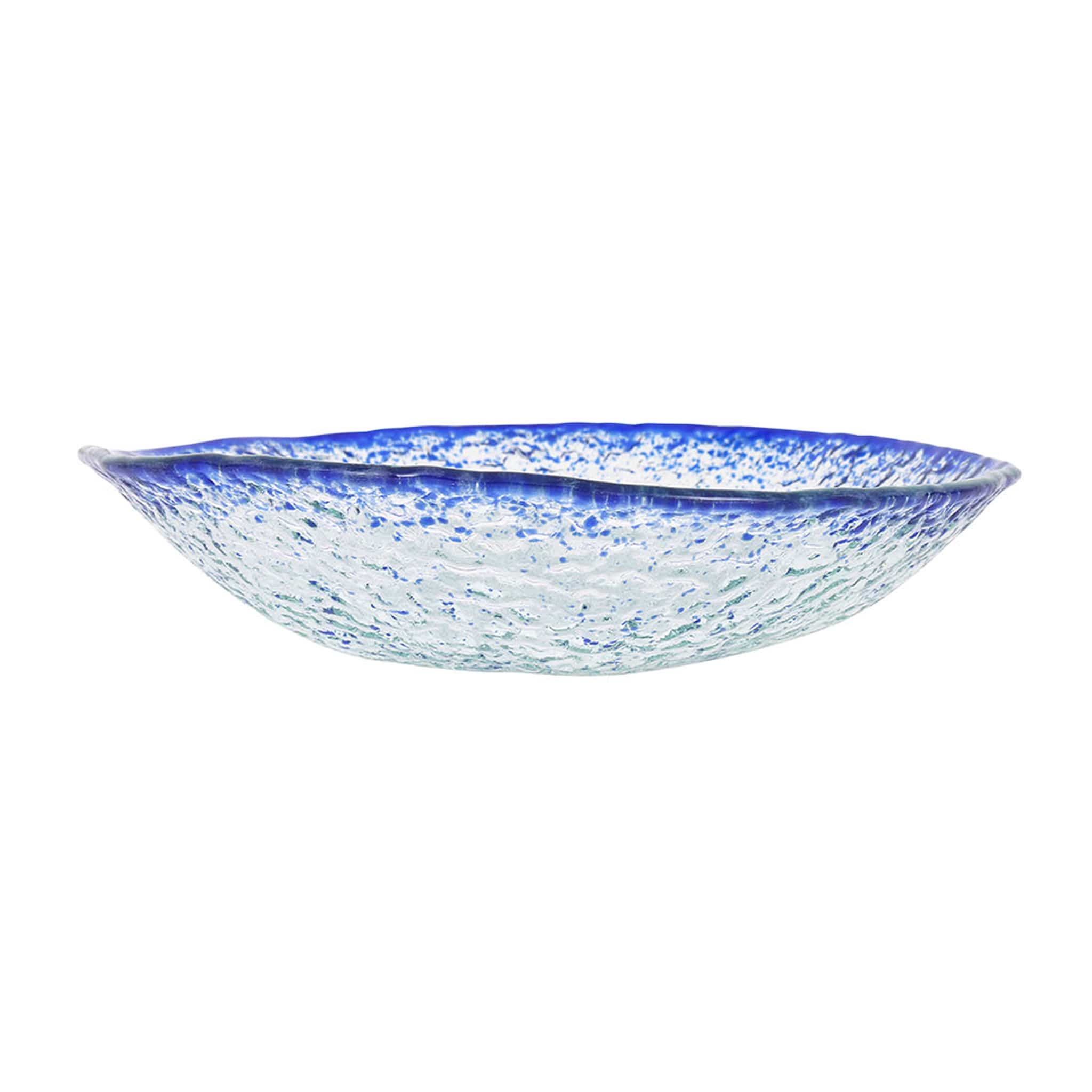 Cobalt Blue Rim Glass Serving Bowl, 25cm