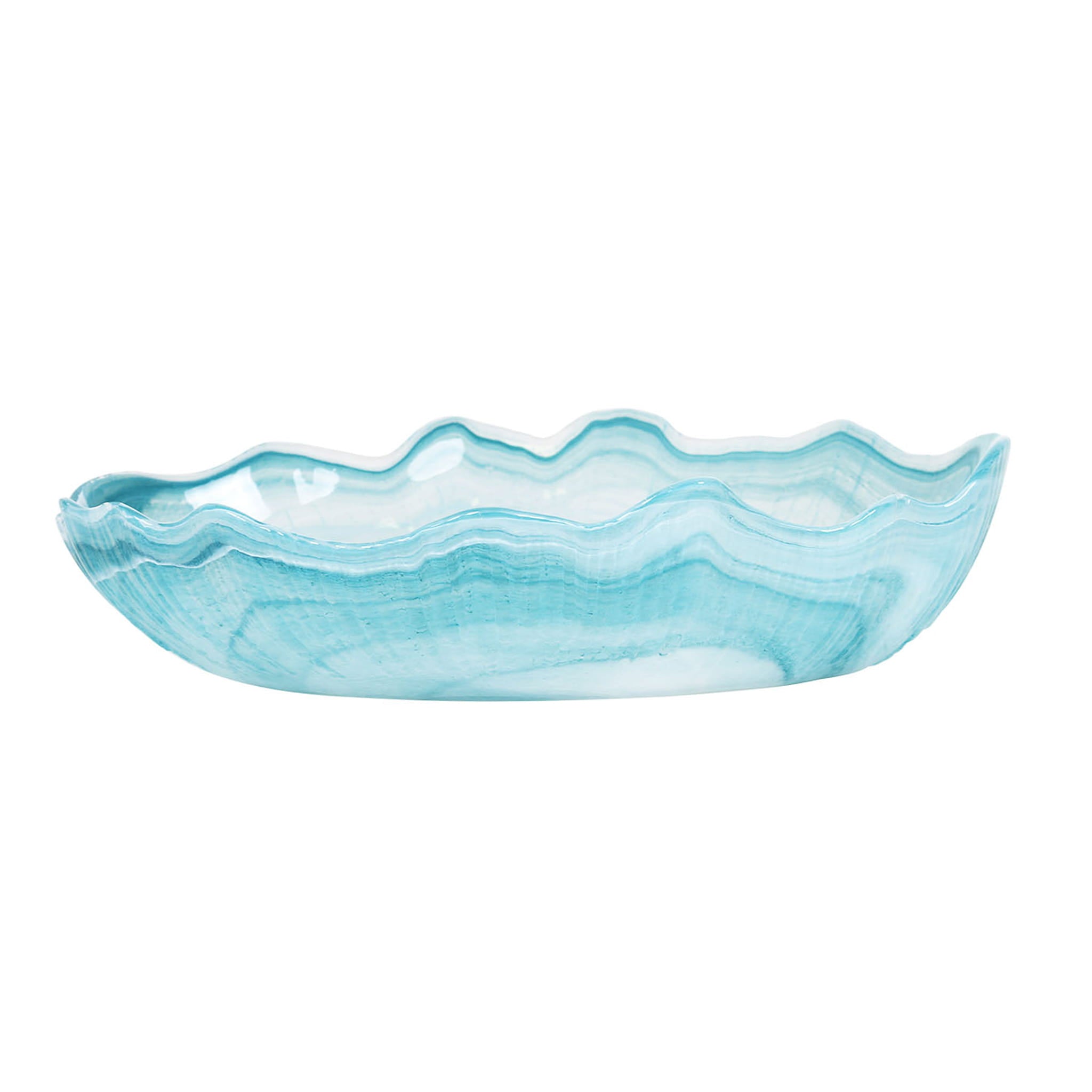 Turquoise Marble Glass Bowl, 21x14cm