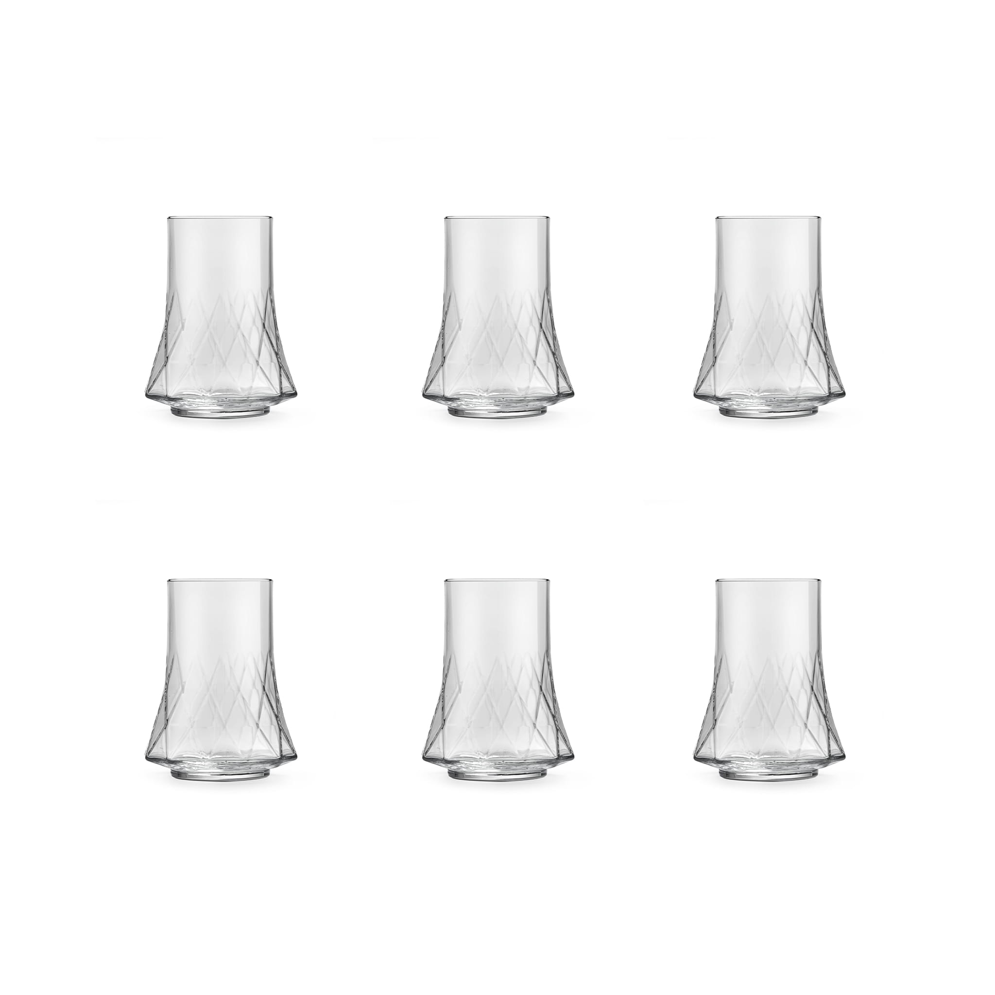 Set of 6 Geometric Highball Glasses, 350ml