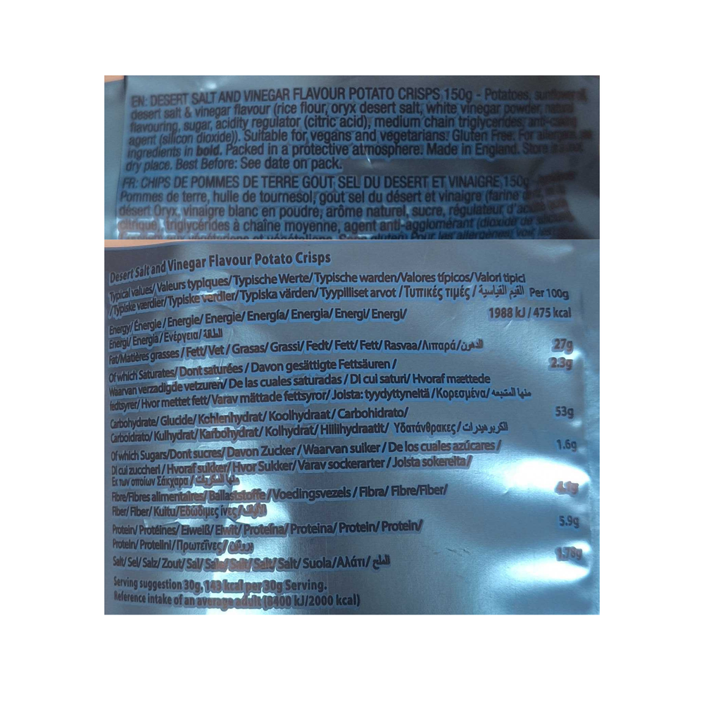 Savoursmiths Desert Salt & Vinegar Crisps, 150g