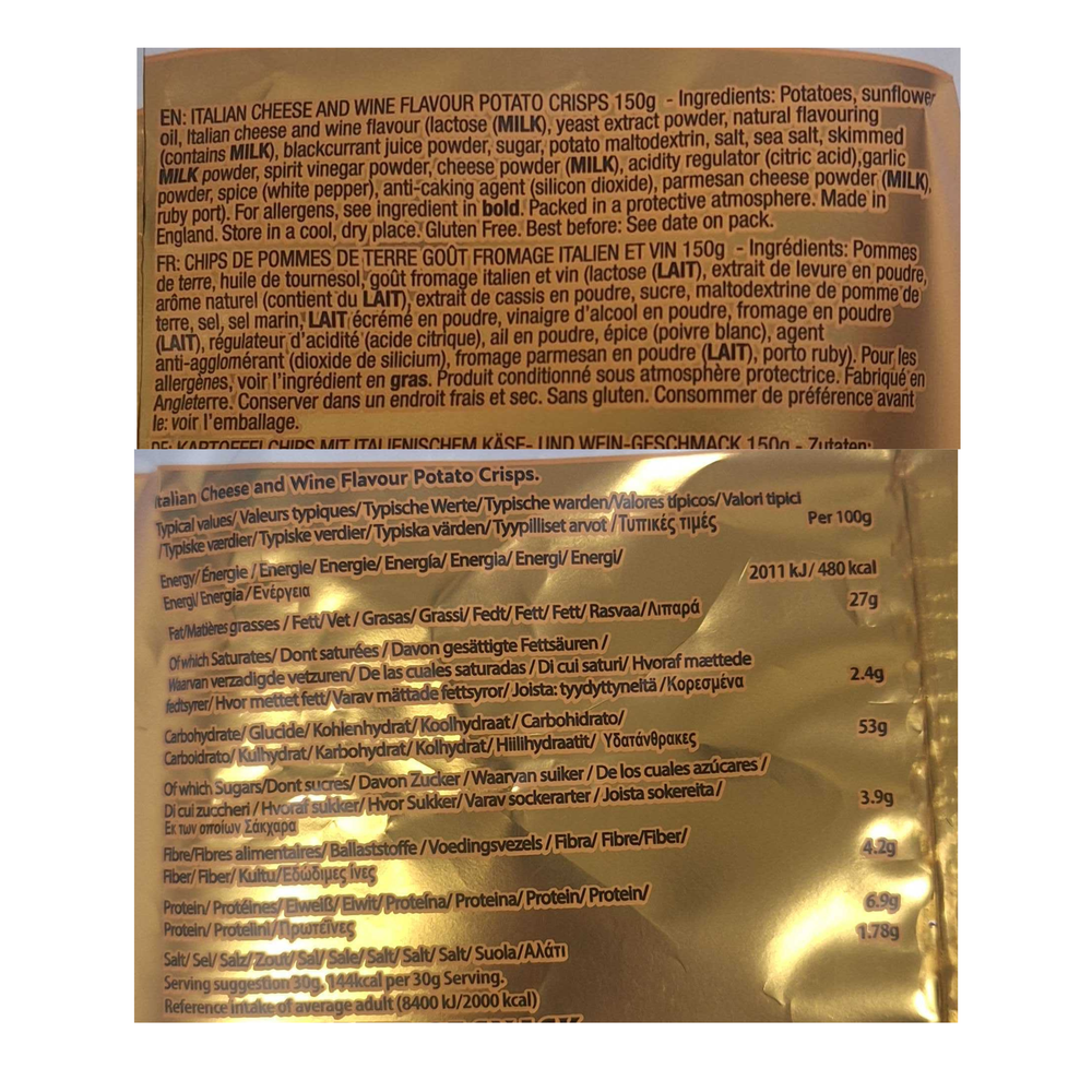 Savoursmiths Italian Cheese and Wine Crisps, 150g