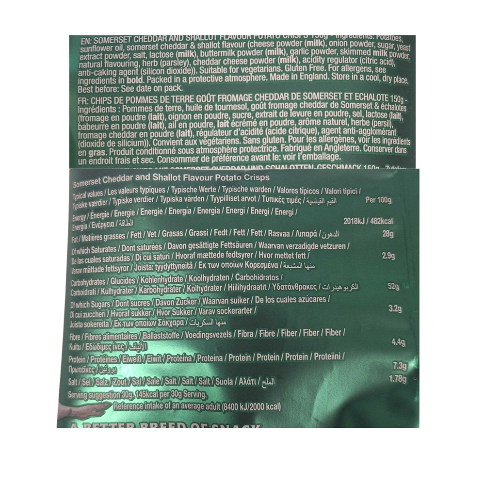 Savoursmiths Somerset Cheddar & Shallot Crisps, 150g
