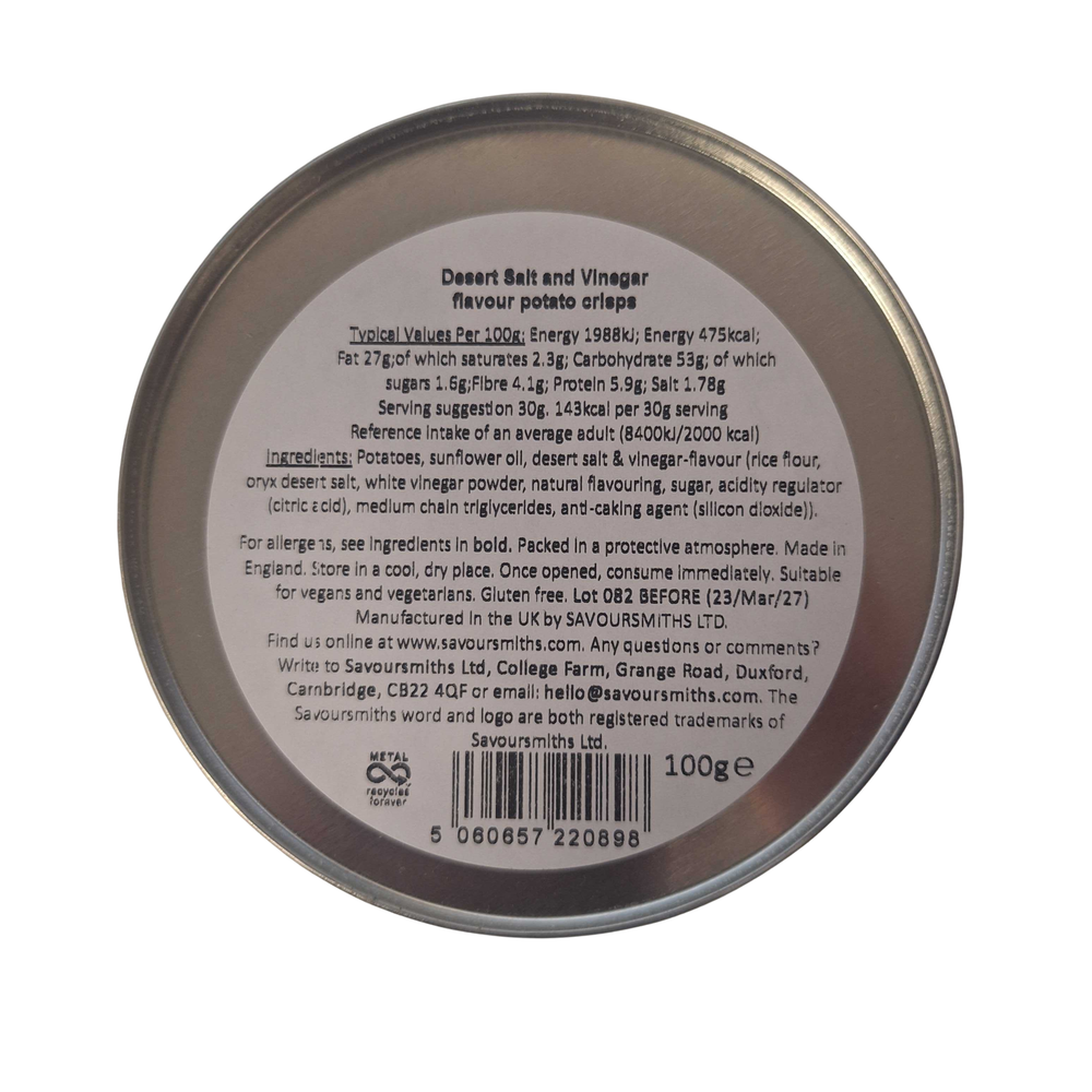 Savoursmiths Desert Salt & Vinegar Crisps in Tin, 100g
