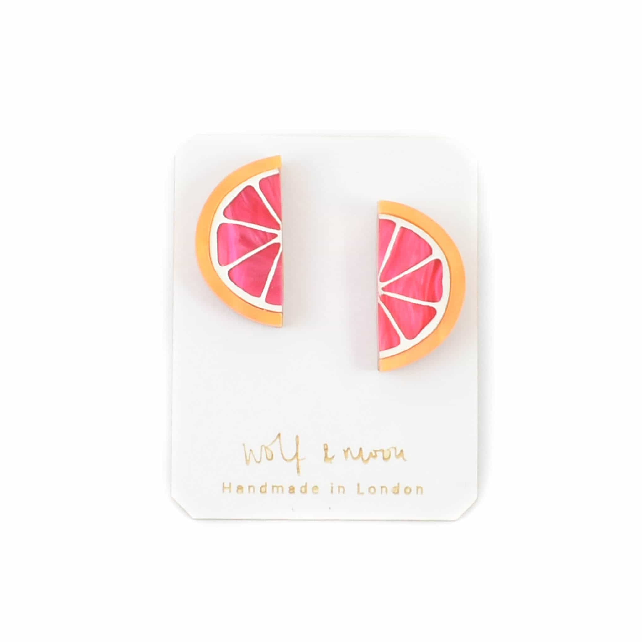 Wolf & Moon Grapefruit Slice Stud Earrings