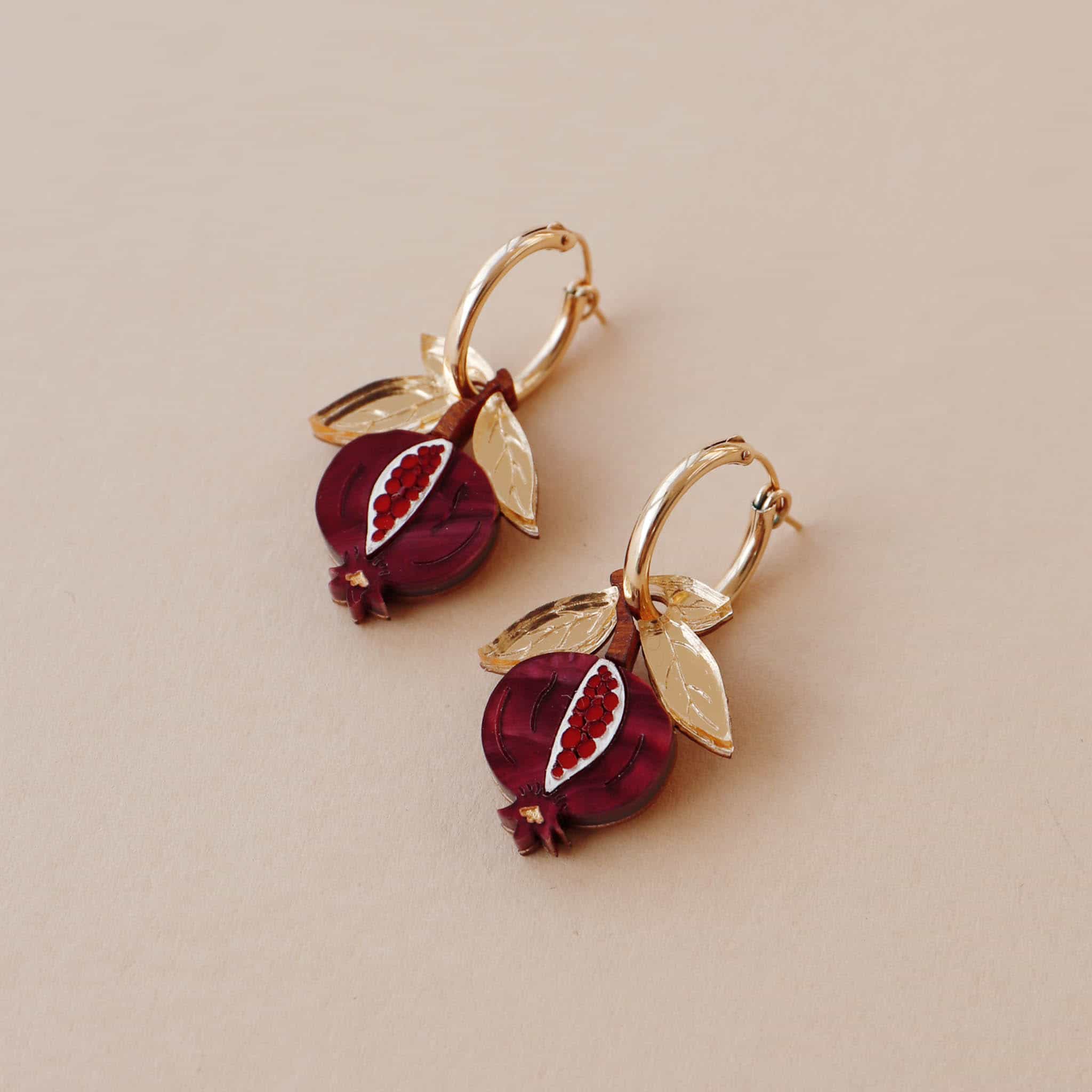 Wolf & Moon Mini Pomegranate Hoop Earrings