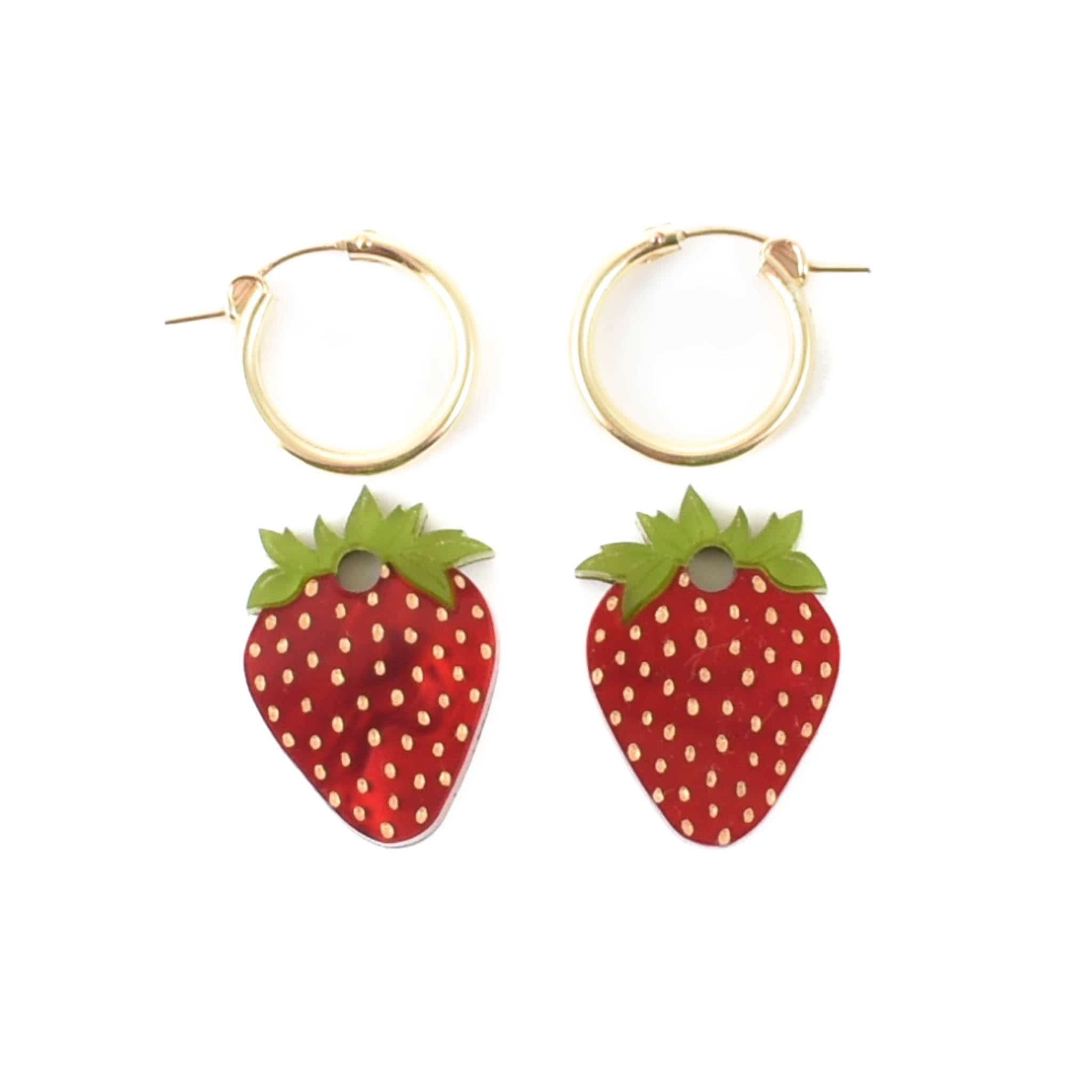 Wolf & Moon Strawberry Hoop Earrings