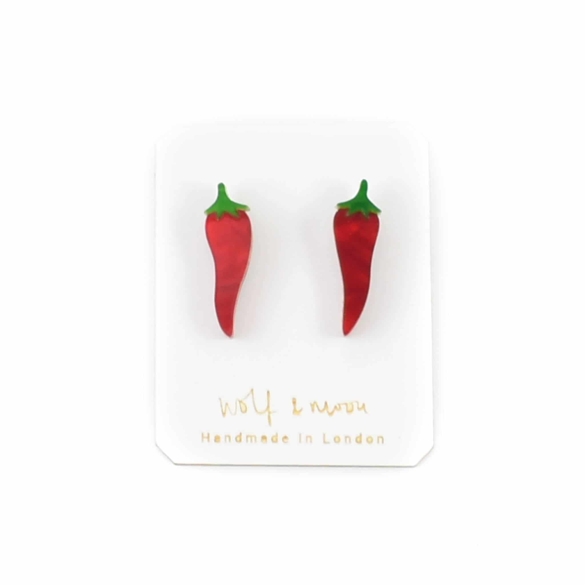 Wolf & Moon Chilli Pepper Stud Earrings