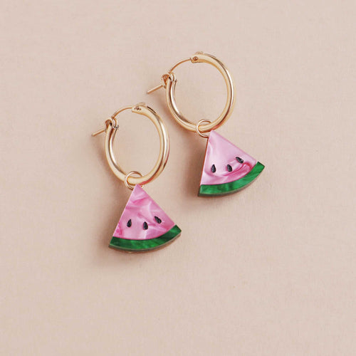 Wolf & Moon Watermelon Hoop Earrings