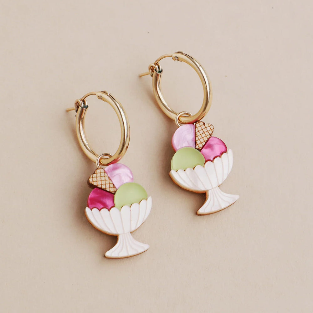 Wolf & Moon Ice Cream Hoop Earrings
