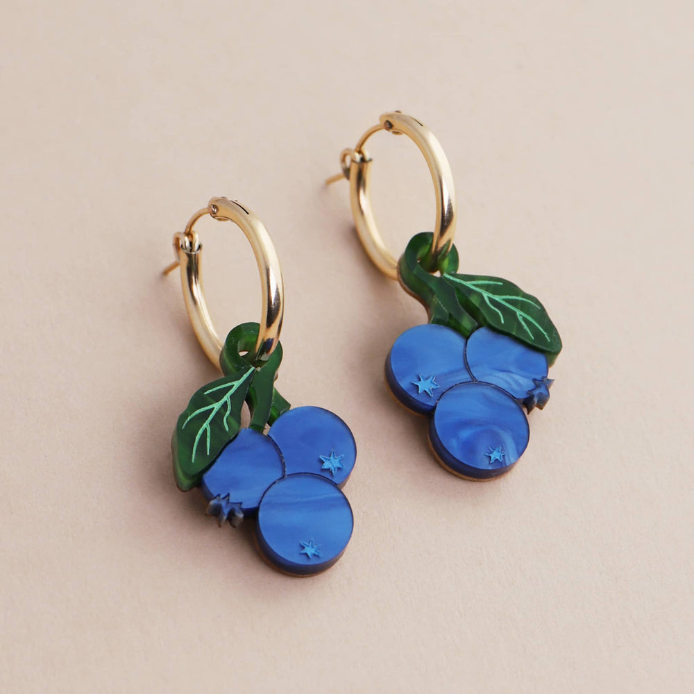 Wolf & Moon Blueberry Hoop Earrings