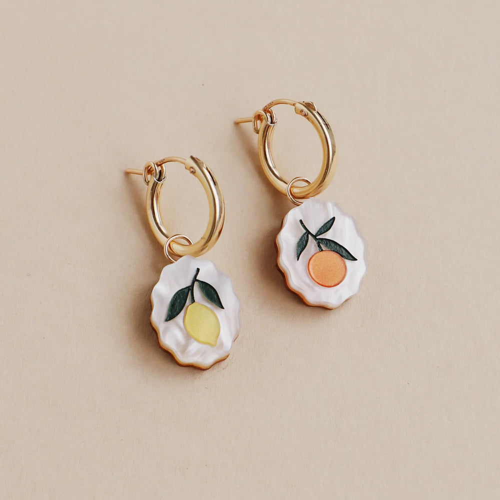 Wolf & Moon Citrus Charm Hoop Earrings