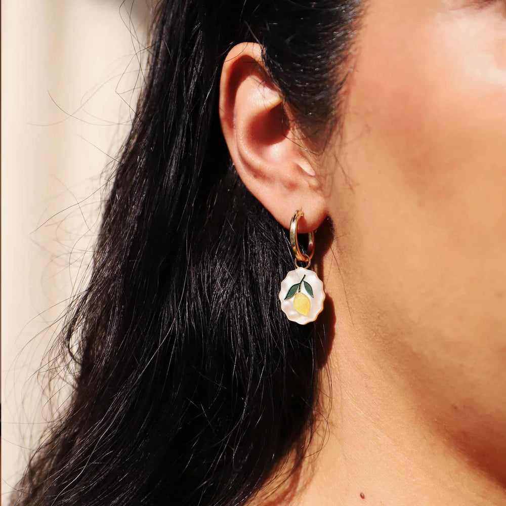 Wolf & Moon Citrus Charm Hoop Earrings