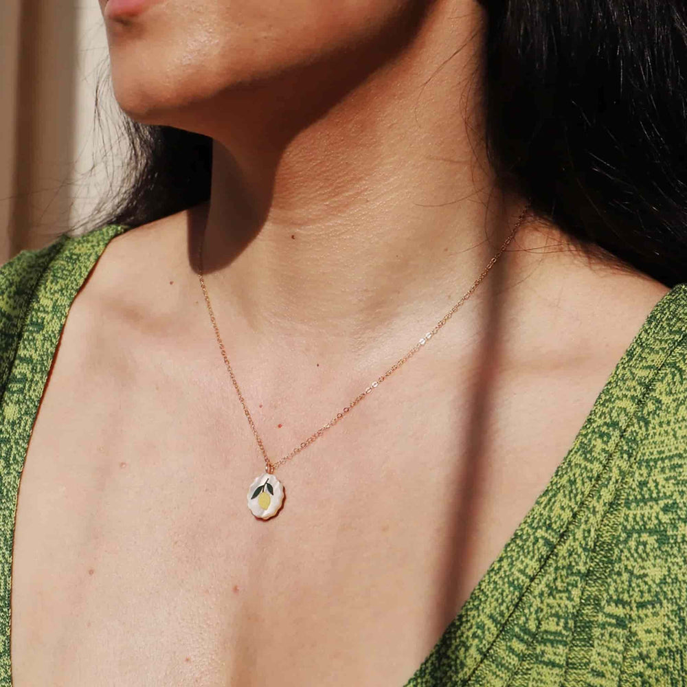 Wolf & Moon Lemon Charm Necklace
