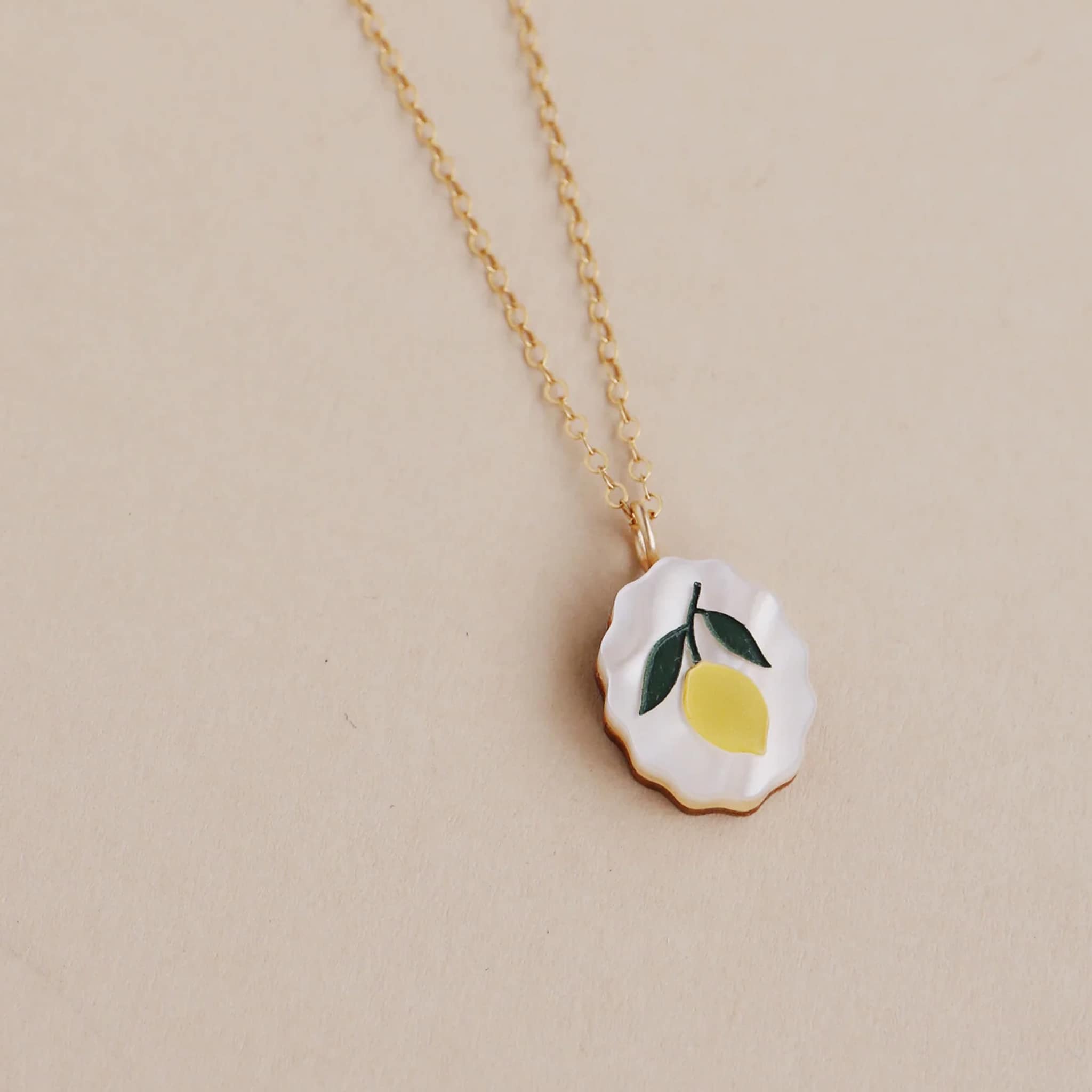 Wolf & Moon Lemon Charm Necklace