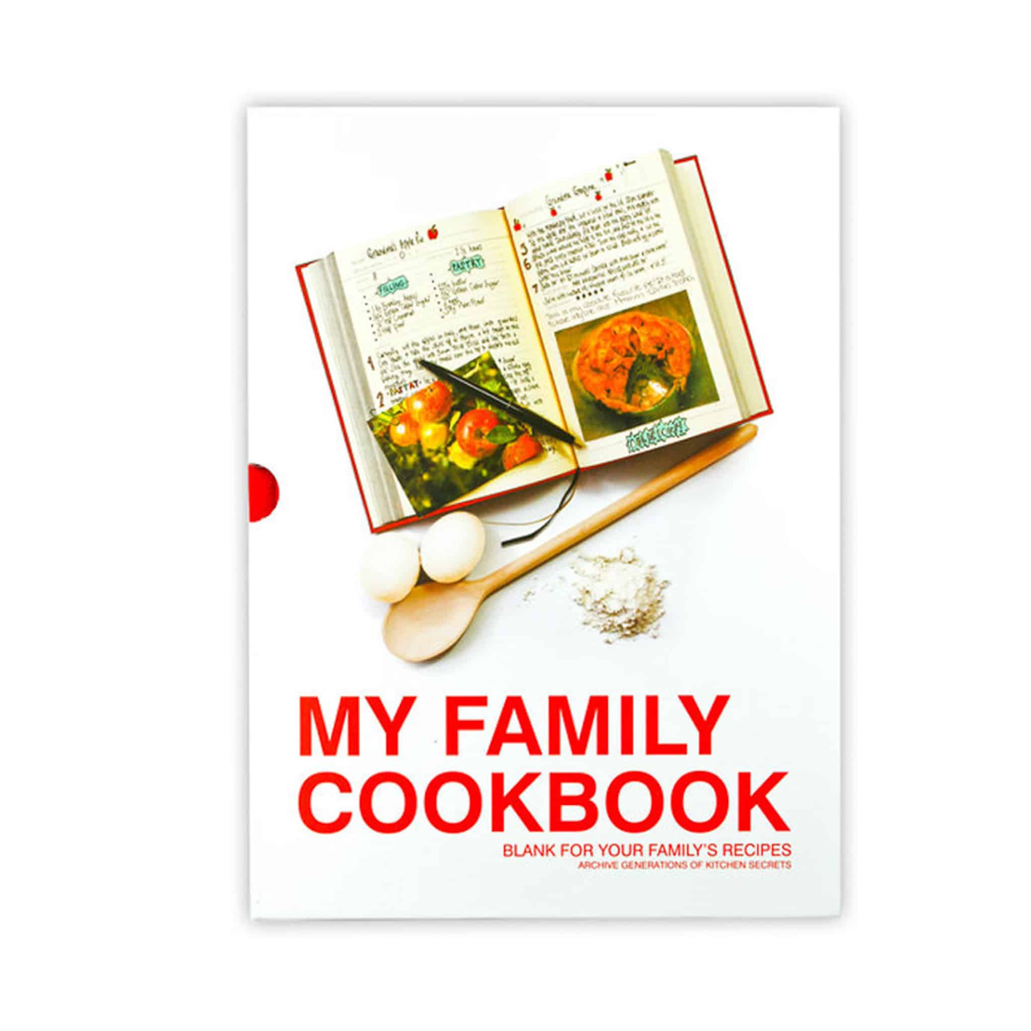 Red Family Cookbook with Blank Pages