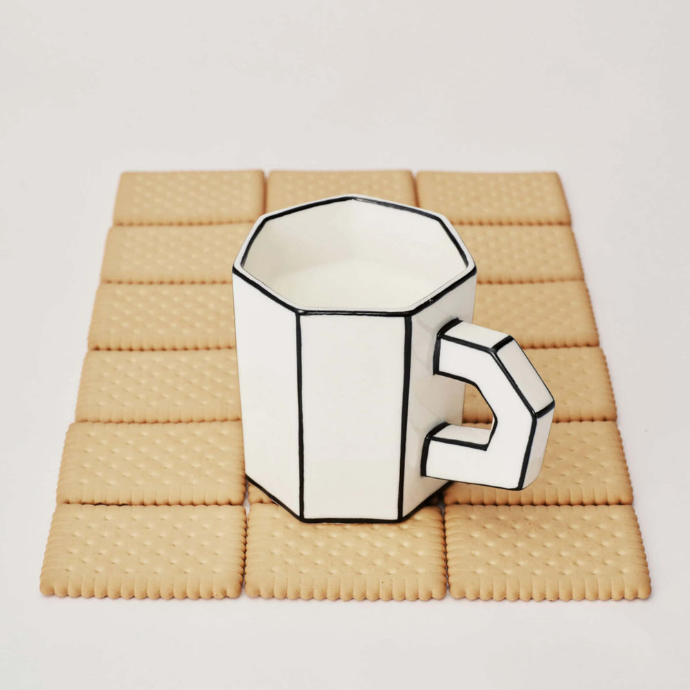 Serax Carte Blanche White & Black Ceramic Teacup, 300ml