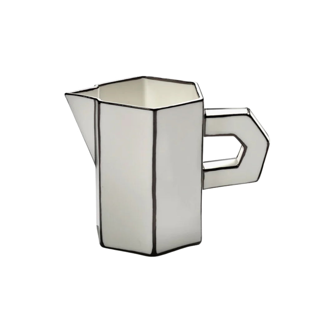 Serax Carte Blanche White & Black Ceramic Small Jug, 205ml