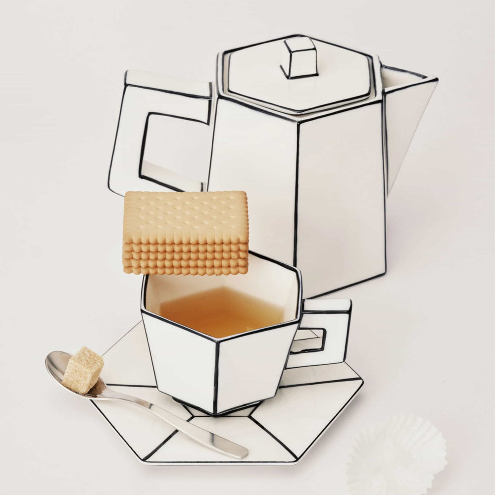 Serax Carte Blanche White & Black Ceramic Teapot, 1 Litre