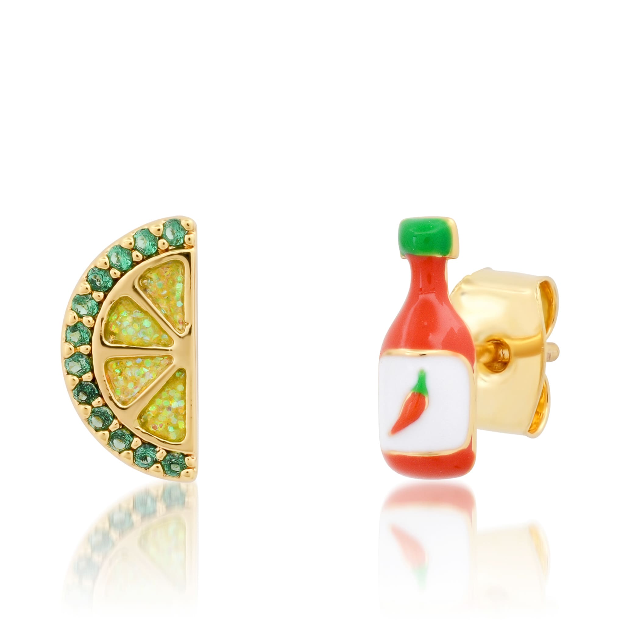 Pair of Coordinating Tabasco & Lime Stud Earrings