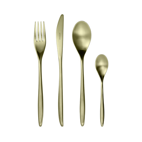 Vinci Brushed Champagne Gold 4 Piece Place Setting Cutlery Set
