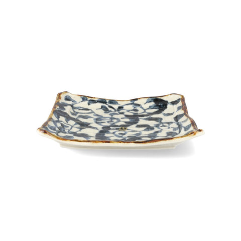 Hand Painted Karakusa Square Plate, 22cm