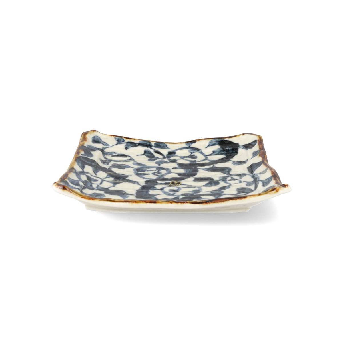 Hand Painted Karakusa Square Plate, 22cm