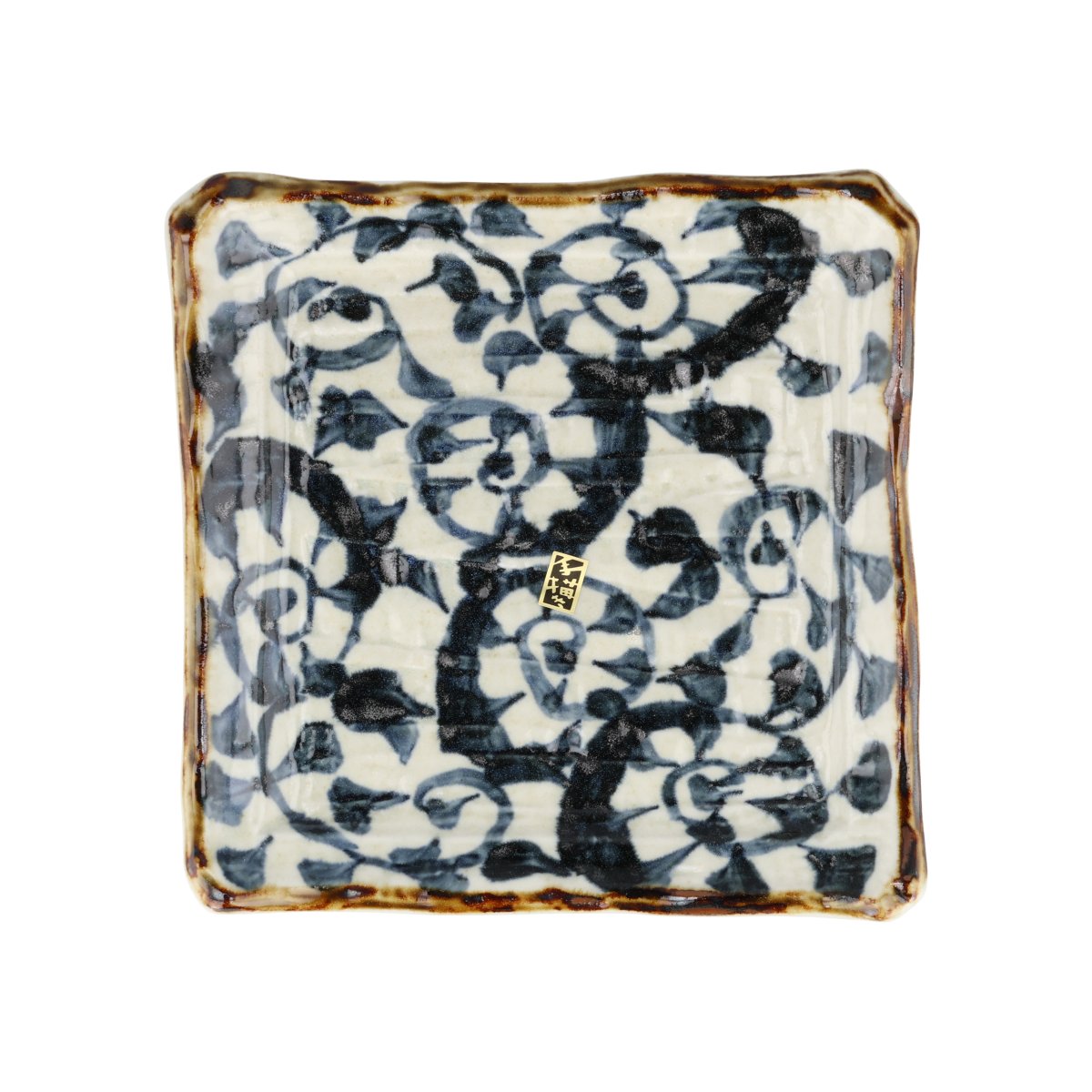 Hand Painted Karakusa Square Plate, 22cm
