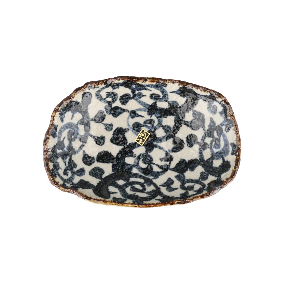 Hand Painted Karakusa Oval Plate, 22cm