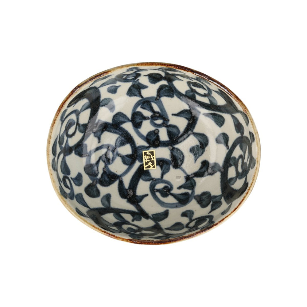 Hand Painted Karakusa Oval Bowl, 18cm