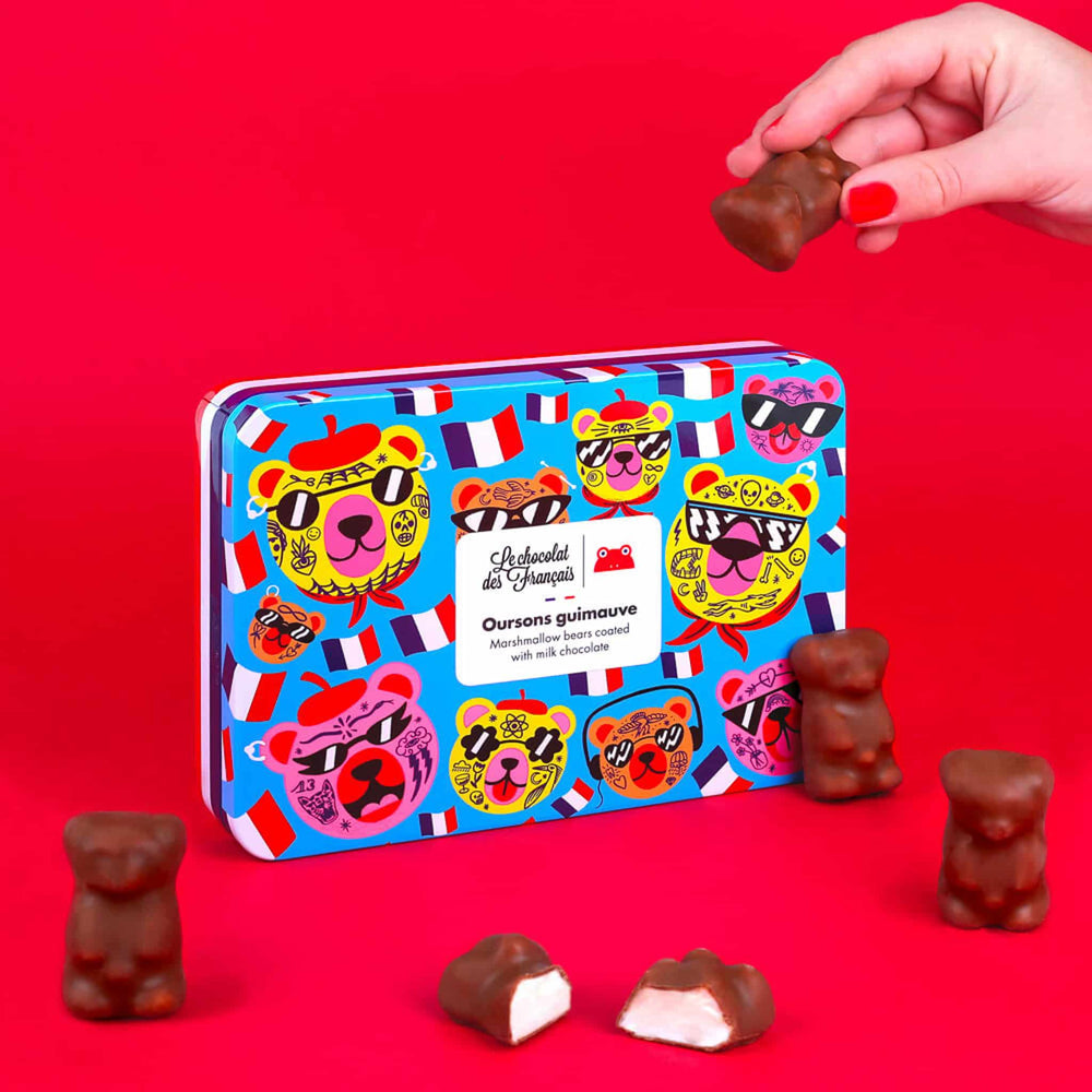 Le Chocolat des Francais Set of 12 Milk Chocolate Covered Marshmallow Bears, 138g