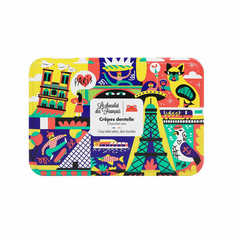 Le Chocolat des Francais Dark Chocolate Covered Crispy Wafers in Gift Tin, 90g