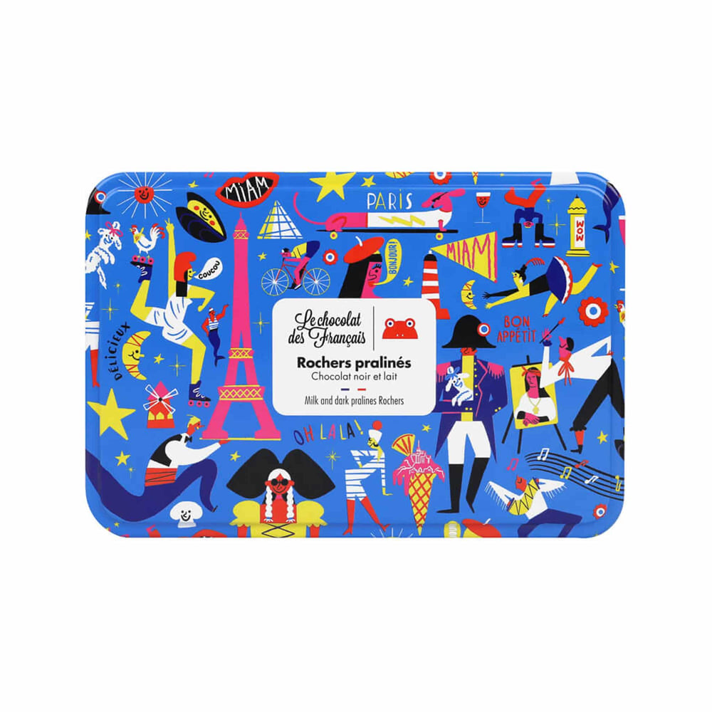 Le Chocolat des Francais Dark & Milk Chocolate Covered Rochers in Gift Tin, 155g