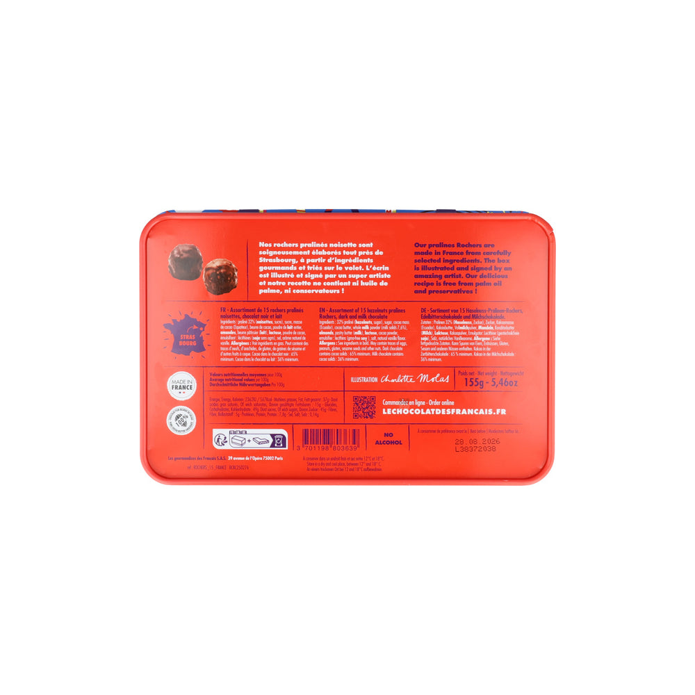 Le Chocolat des Francais Dark & Milk Chocolate Covered Rochers in Gift Tin, 155g