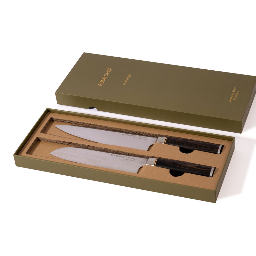Sous Chef ARC Edge Damascus Steel Knife Duo